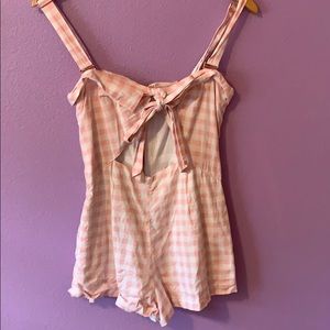 For Love & Lemons tie front gingham romper
